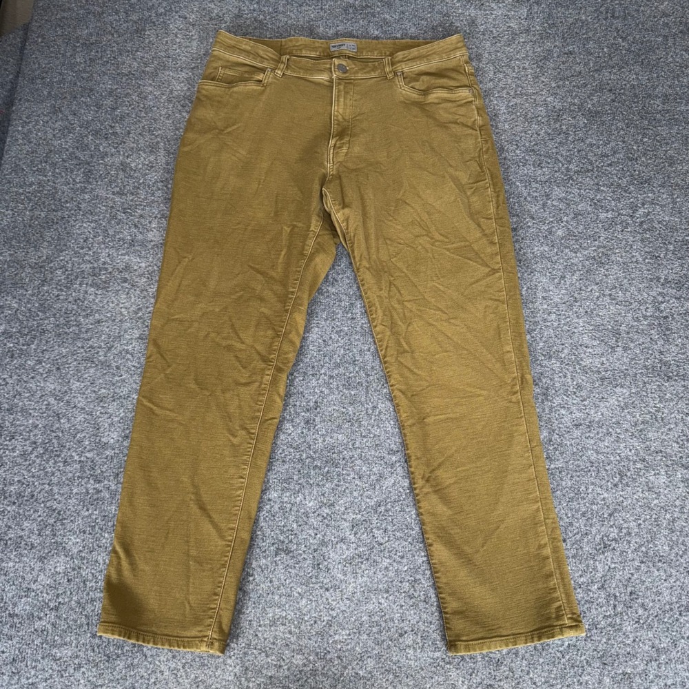 VRST Mens Slim Fit 5-Pocket Pants 36x29 Mustard Gold Stretch Performance Chino